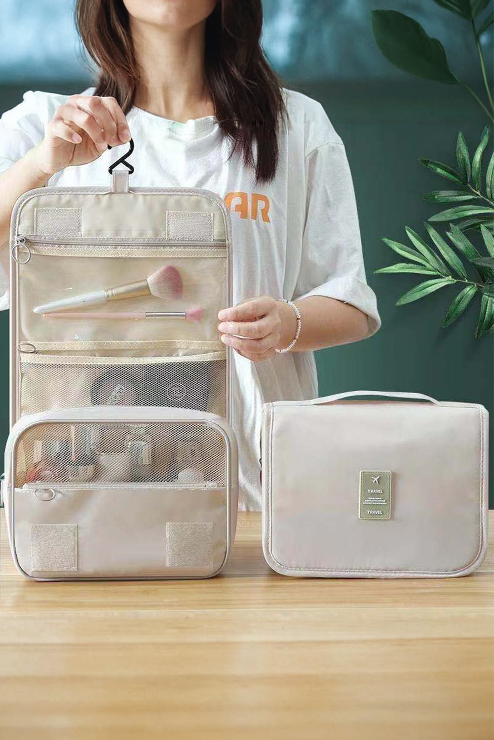 Apricot Multi-functional Make Up Organizer Travel Toiletry Bag