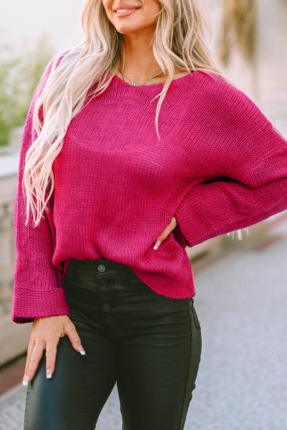 Apricot Loose Knitted V Neck Sweater