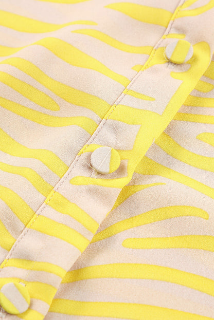Zebra Stripes Print Lantern Sleeve Shirt