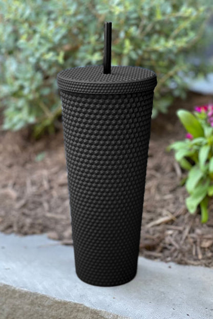 Black Reusable Matte Plastic Tumbler Cup