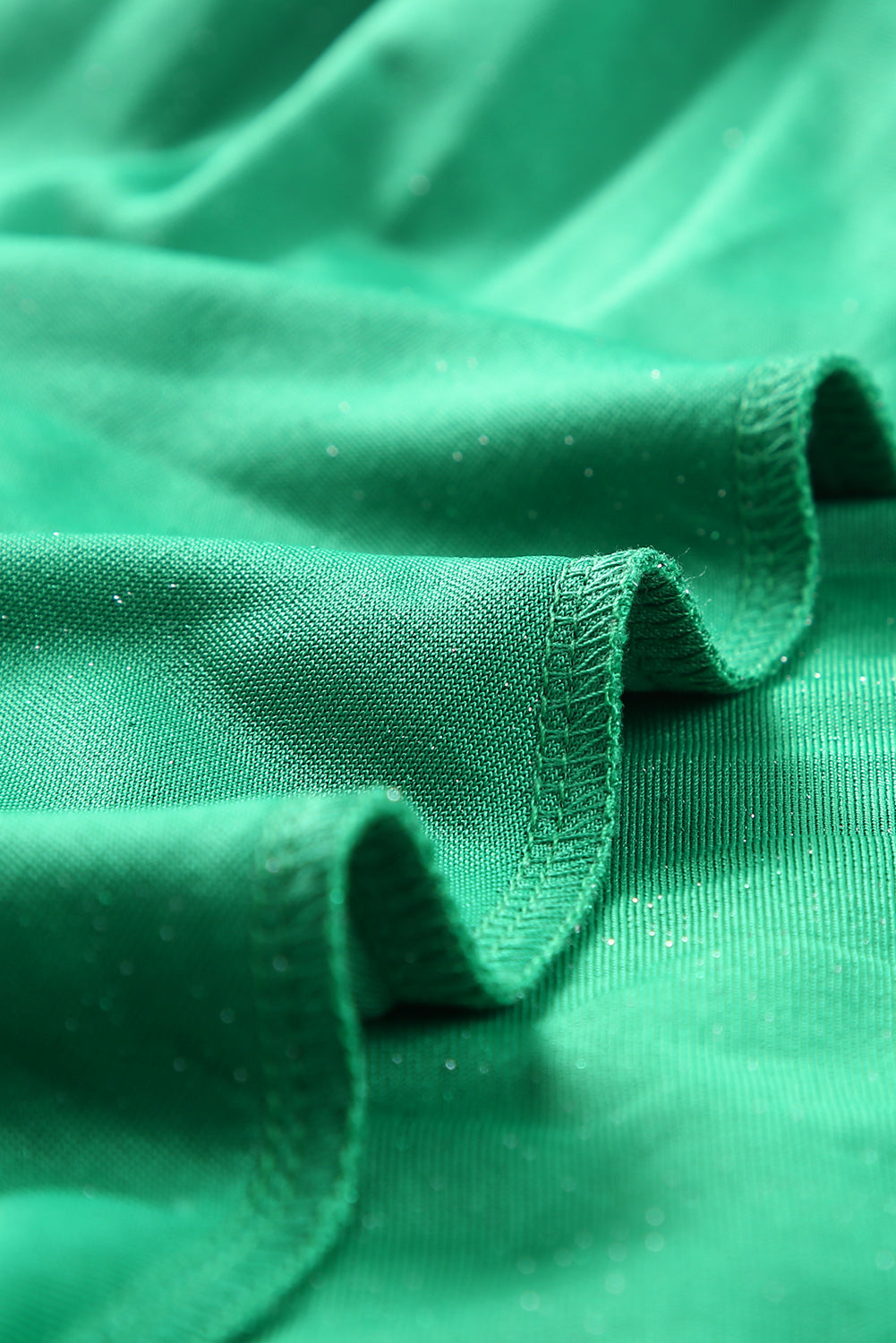 Green Double Straps Metallic Shining Skater Dress