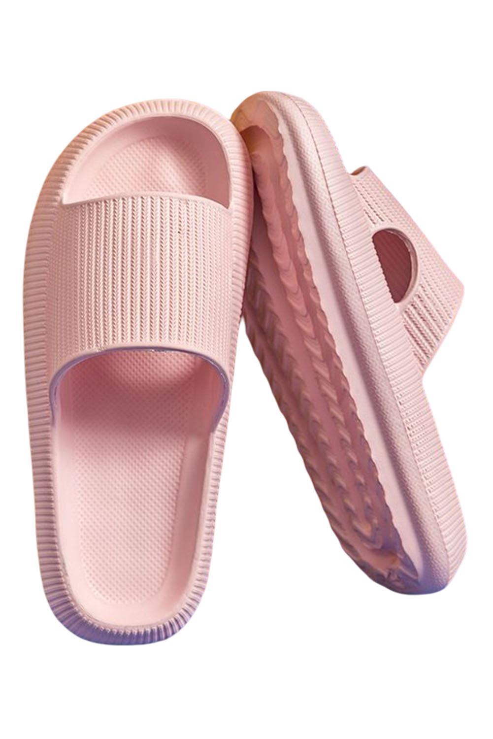 Pink Hollow-out Thick Soled Slip On Slippers
