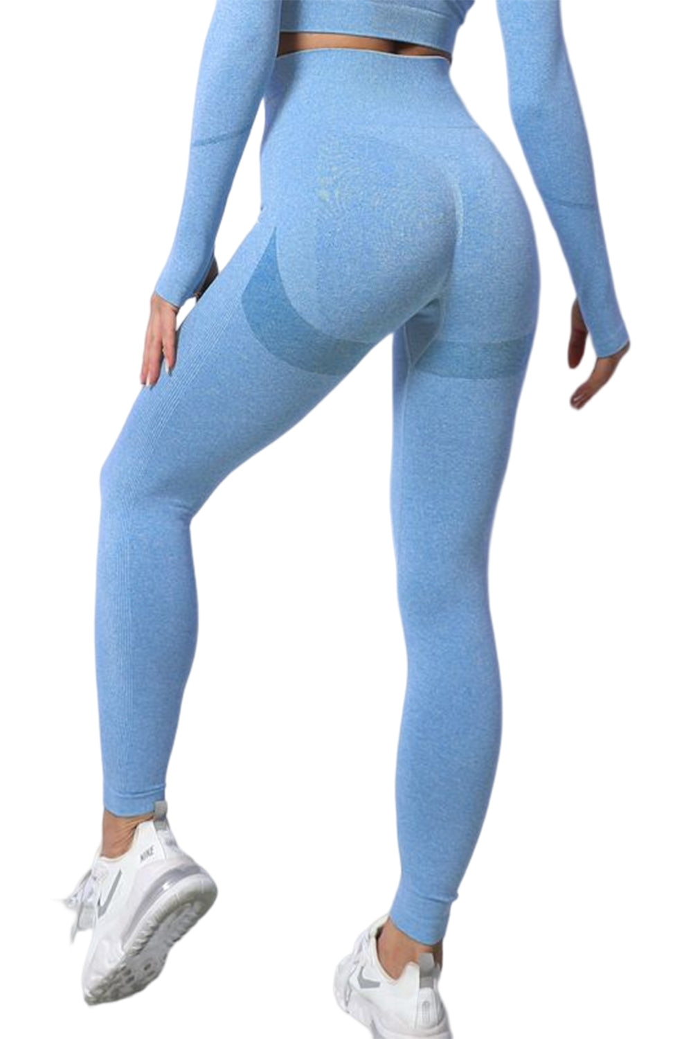 Sky Blue Butt Lift High Waist Ankle Length Yoga Pants
