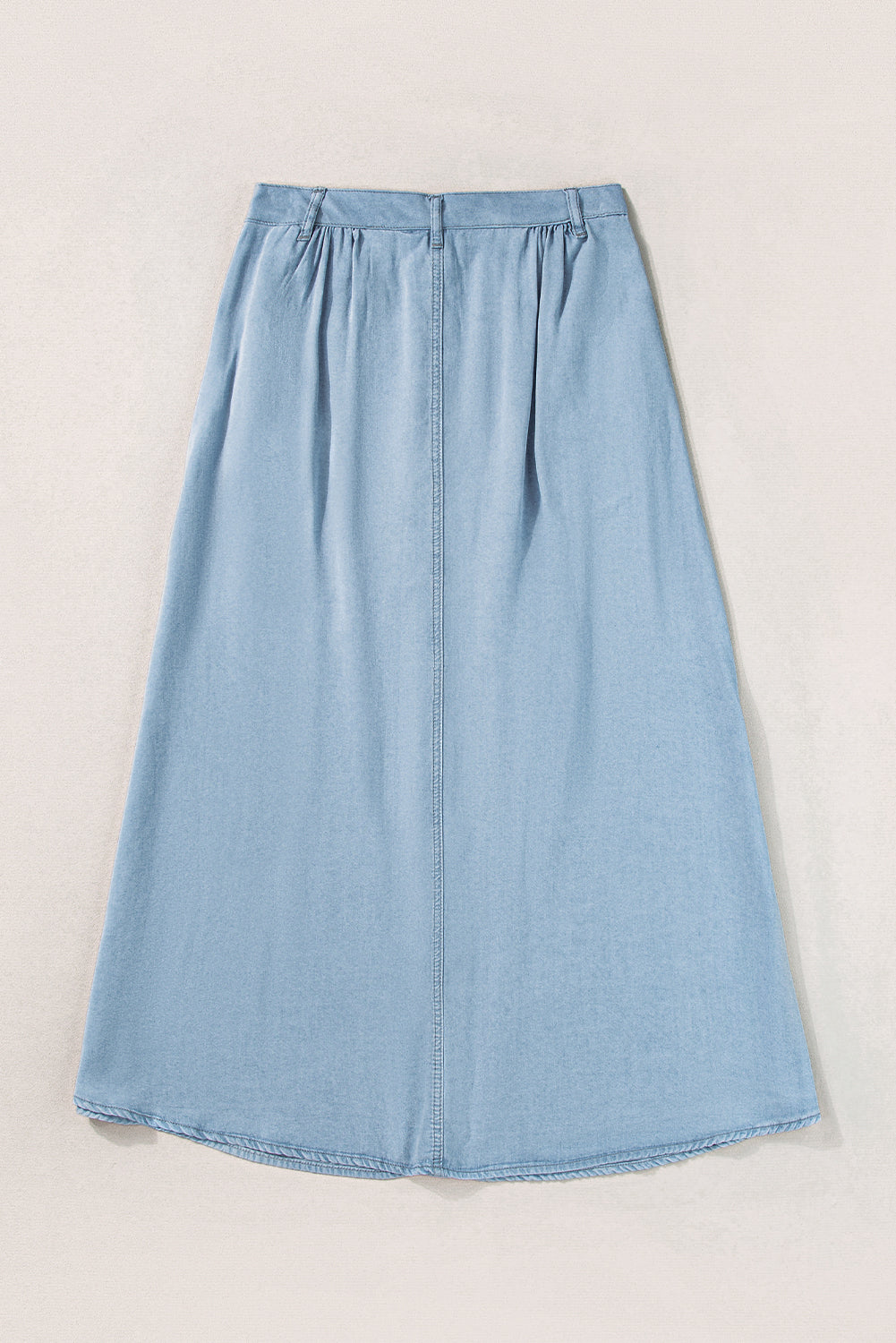 Mist Blue Fully Buttoned Long Denim Skirt