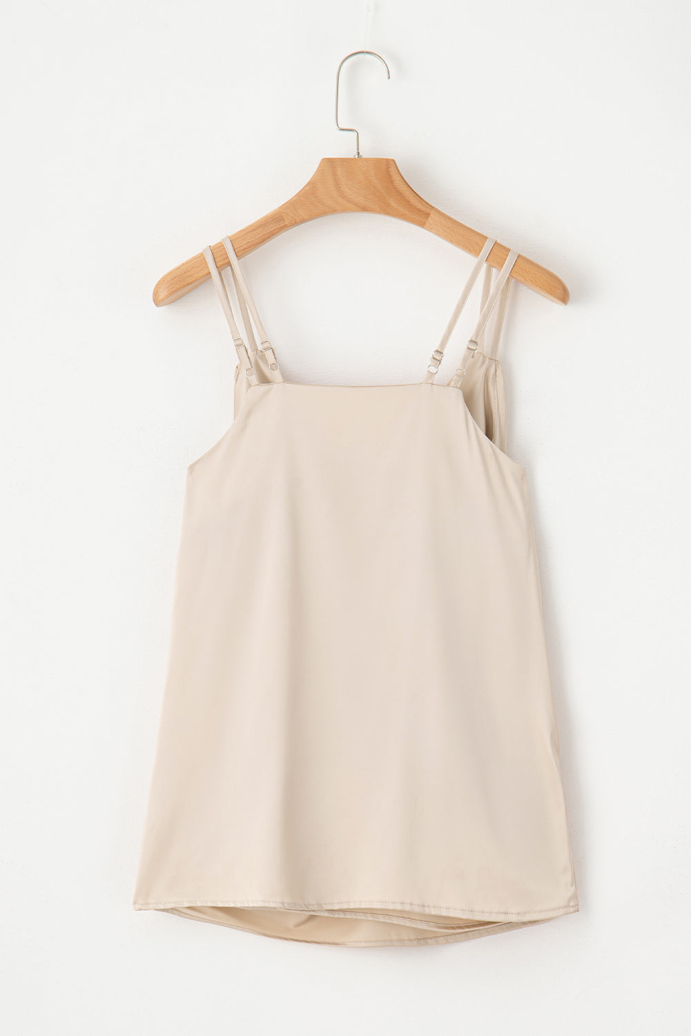 Apricot Wrap V Neck Ruched Satin Cami Top