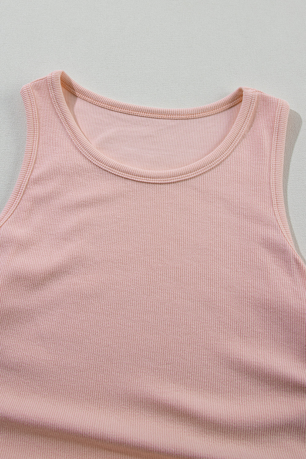 Apricot Pink Plain Ruched Side Slim Tank Top
