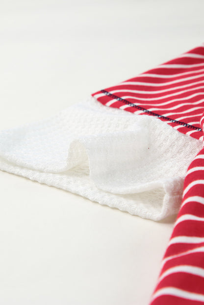 Multicolor Stripes Stars Print Knit Short Sleeves Top