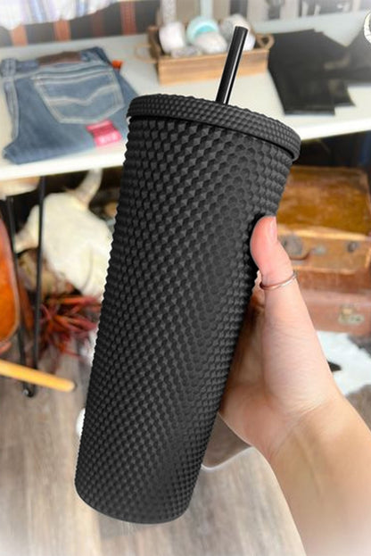 Black Reusable Matte Plastic Tumbler Cup