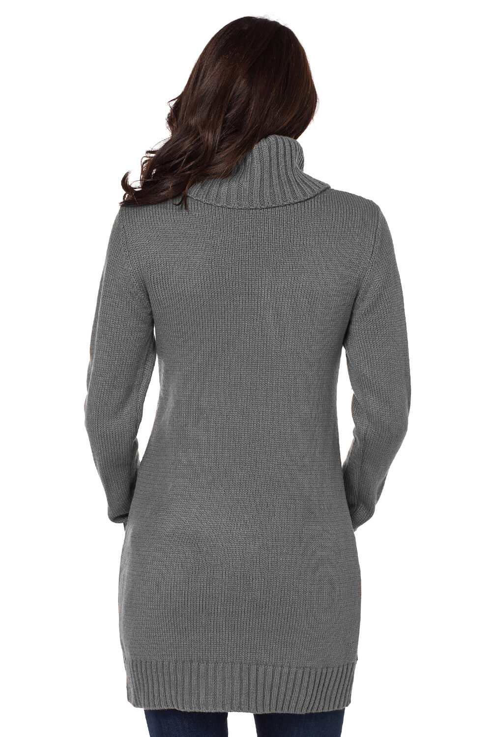 Colorblock Cowl Neck Cable Knit Sweater Dress