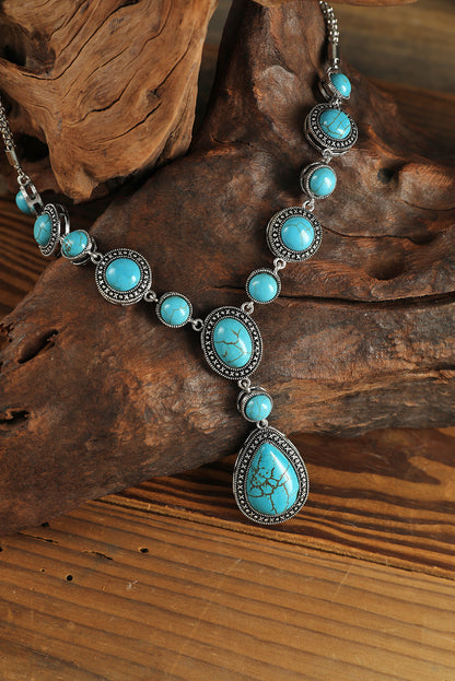 Crackle Turquoise Water Drop Charm Necklace