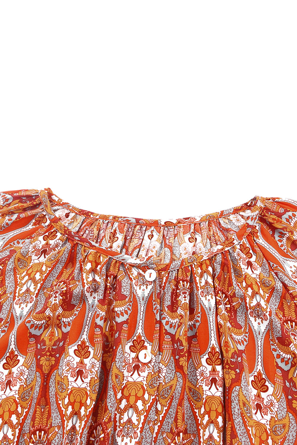 Western Pattern Print Lantern Sleeve Drawstring Mini Dress
