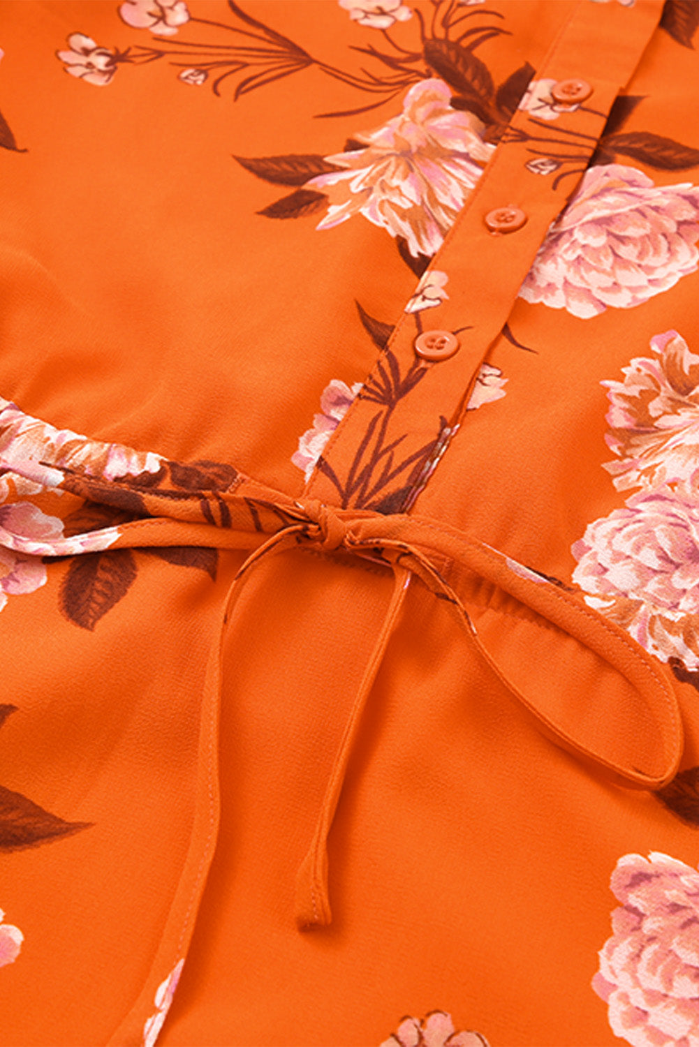 Vintage Floral Print Drawstring Flowy Dress