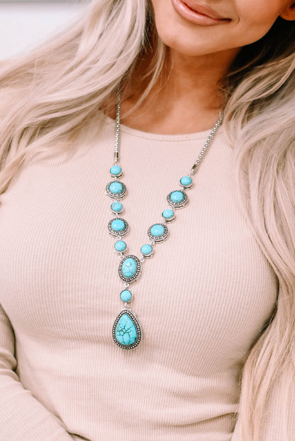 Crackle Turquoise Water Drop Charm Necklace