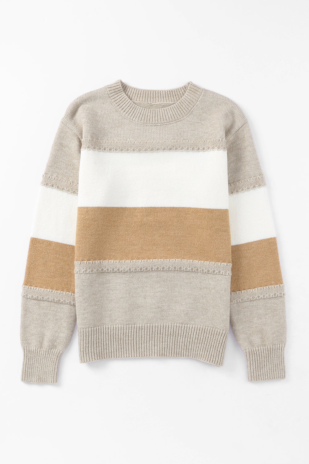 Multicolor Chunky Striped Mock Neck Pullover Sweater