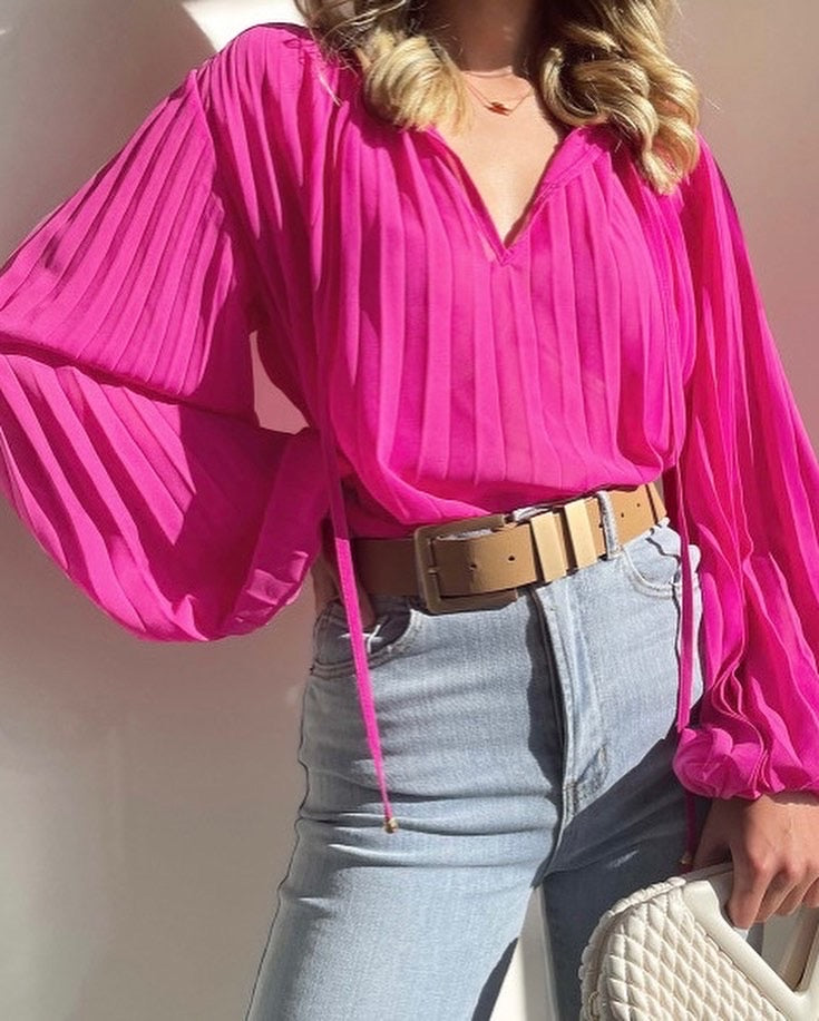 Rose Pleated string Blouse