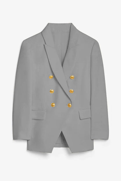 Double Breasted Long Sleeve Novelty Button Blazer